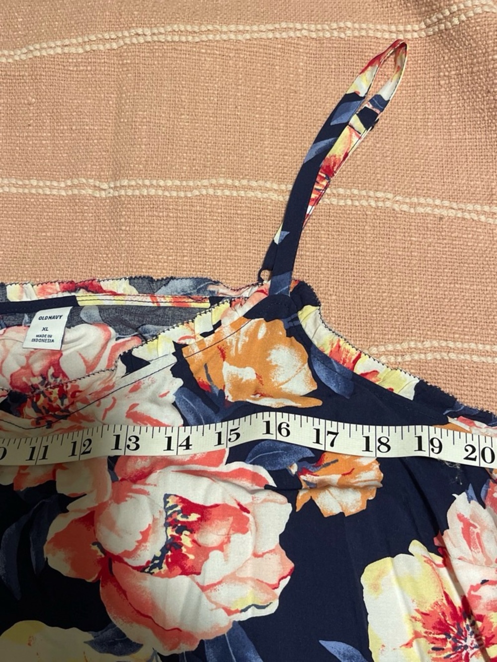 Old Navy Navy Floral Cami with Pink and Orange Blooms - Picture 3 of 4